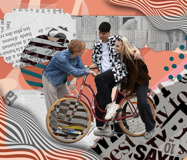 A collage of various inspirations for DIY streetwear, including street art, music album covers, and cultural patterns, demonstrating the diverse sources of creativity.