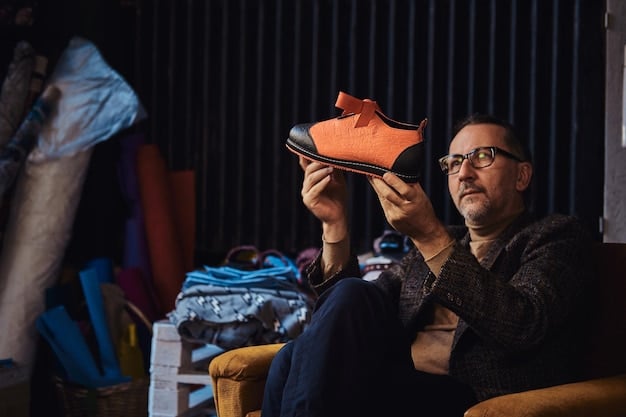 A person meticulously inspecting the stitching and tags of a high-end sneaker with a magnifying glass, emphasizing the process of authentication in streetwear resale.